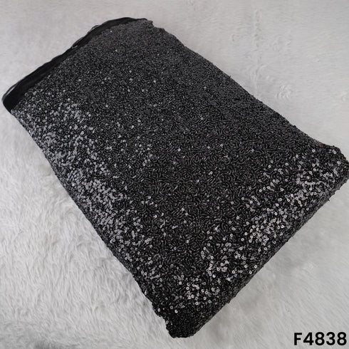 Zari Sequins Embroidered Velvet Fabric- F4838